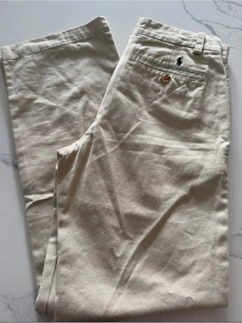 Polo Ralph Lauren Boys Size 12 Classic Khaki Chino Pants Twill Beige Uniform